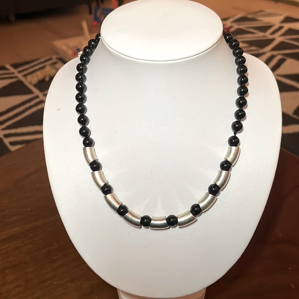 Black and silver bead necklace
